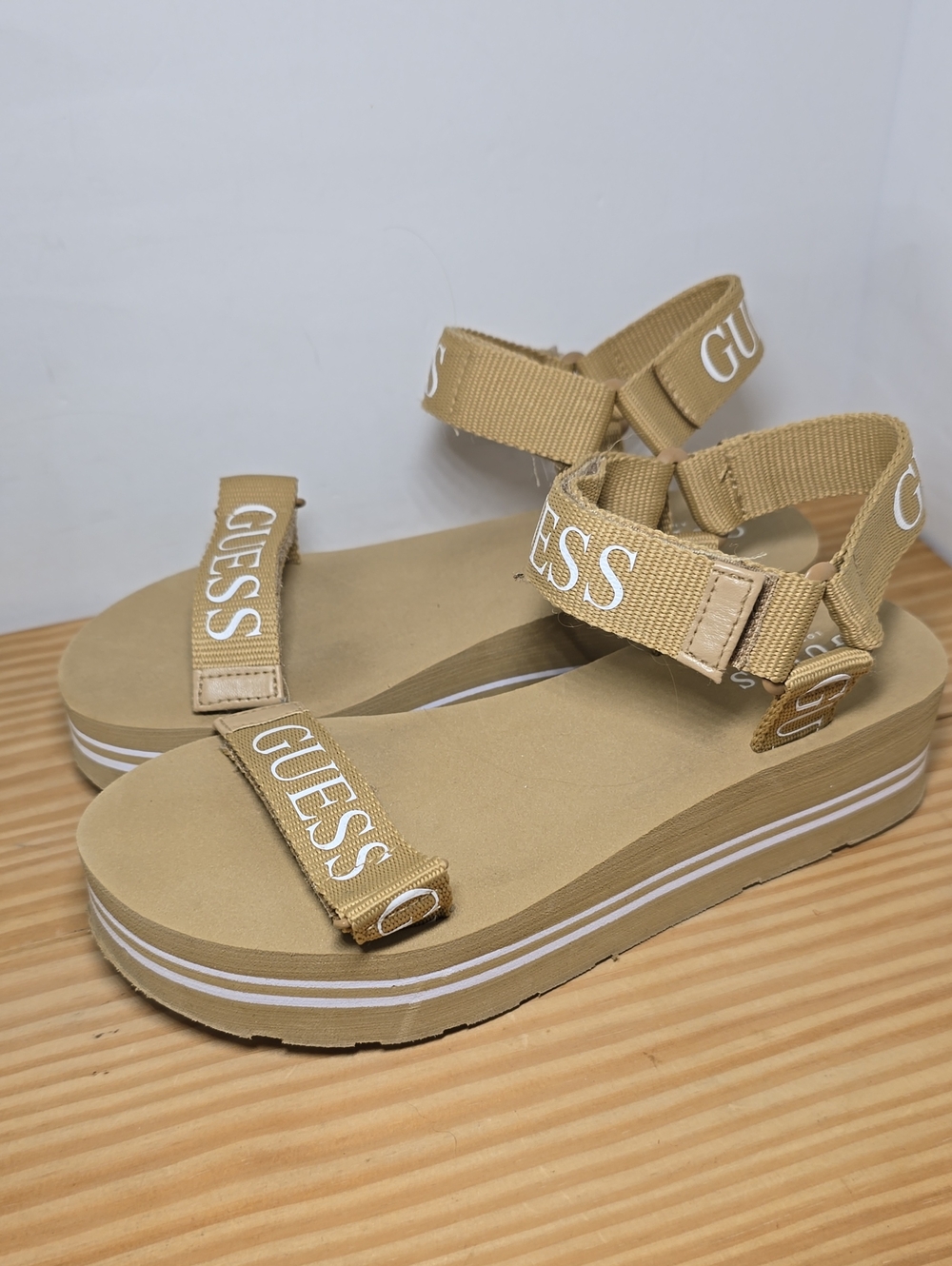 GUESS Beige/Tan Platform Strap Sandals for Women